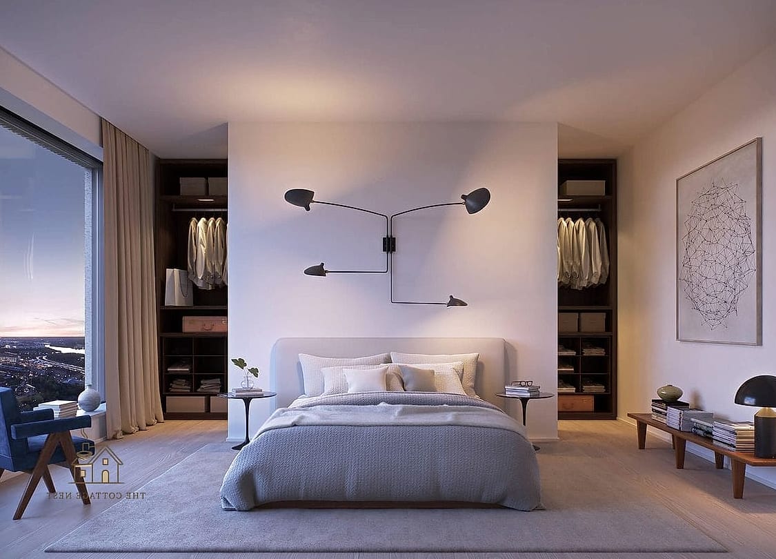 30 Dreamy Walk In Wardrobe Behind Bed to Try This Season 30 Wardrobe Behind Bed With Built-In Seating