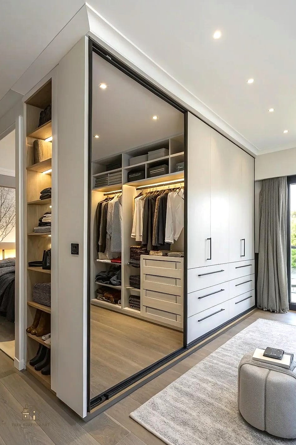 30 Dreamy Walk In Wardrobe Behind Bed to Try This Season 22 Wardrobe Divider With Built-In Lighting