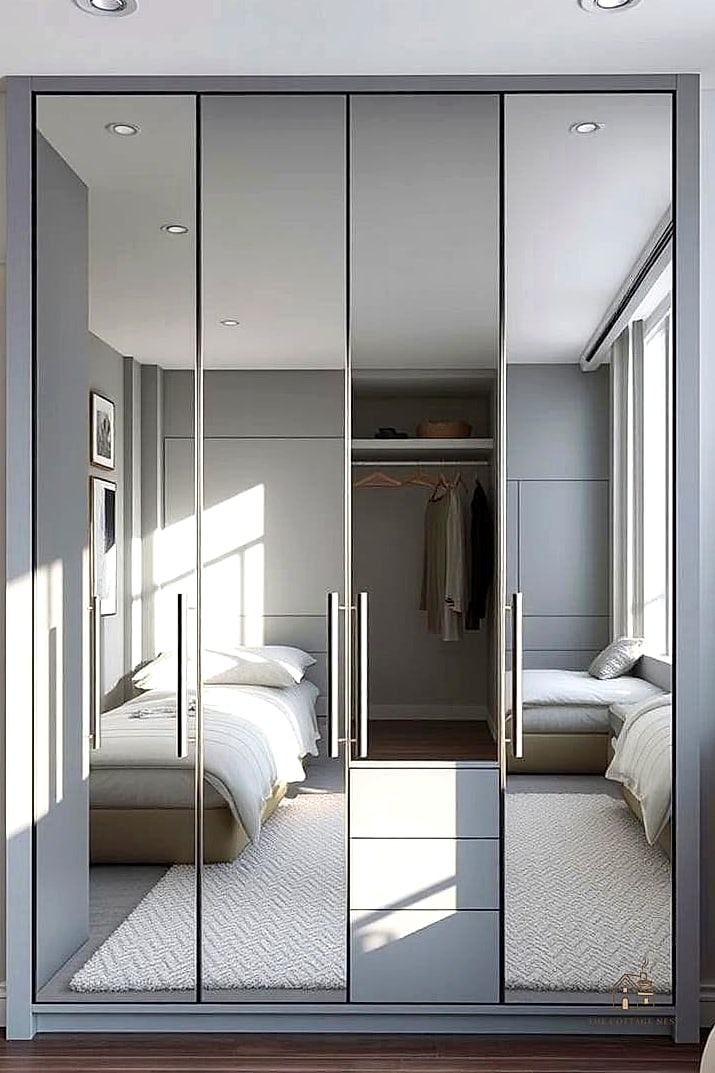 23 Clever Built In Wardrobe Around Bed for Every Style 20 Wardrobe with Mirrored Panel Accents