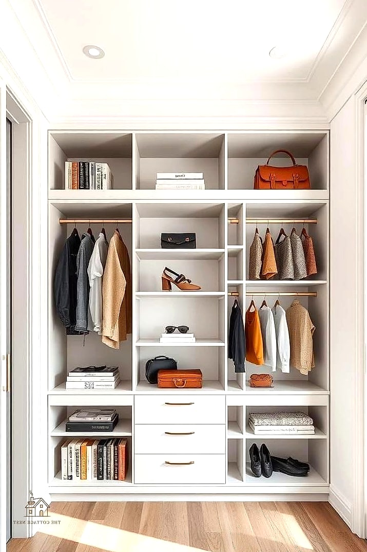23 Clever Built In Wardrobe Around Bed for Every Style 19 Wardrobe with Open Cubby Shelving for Baskets