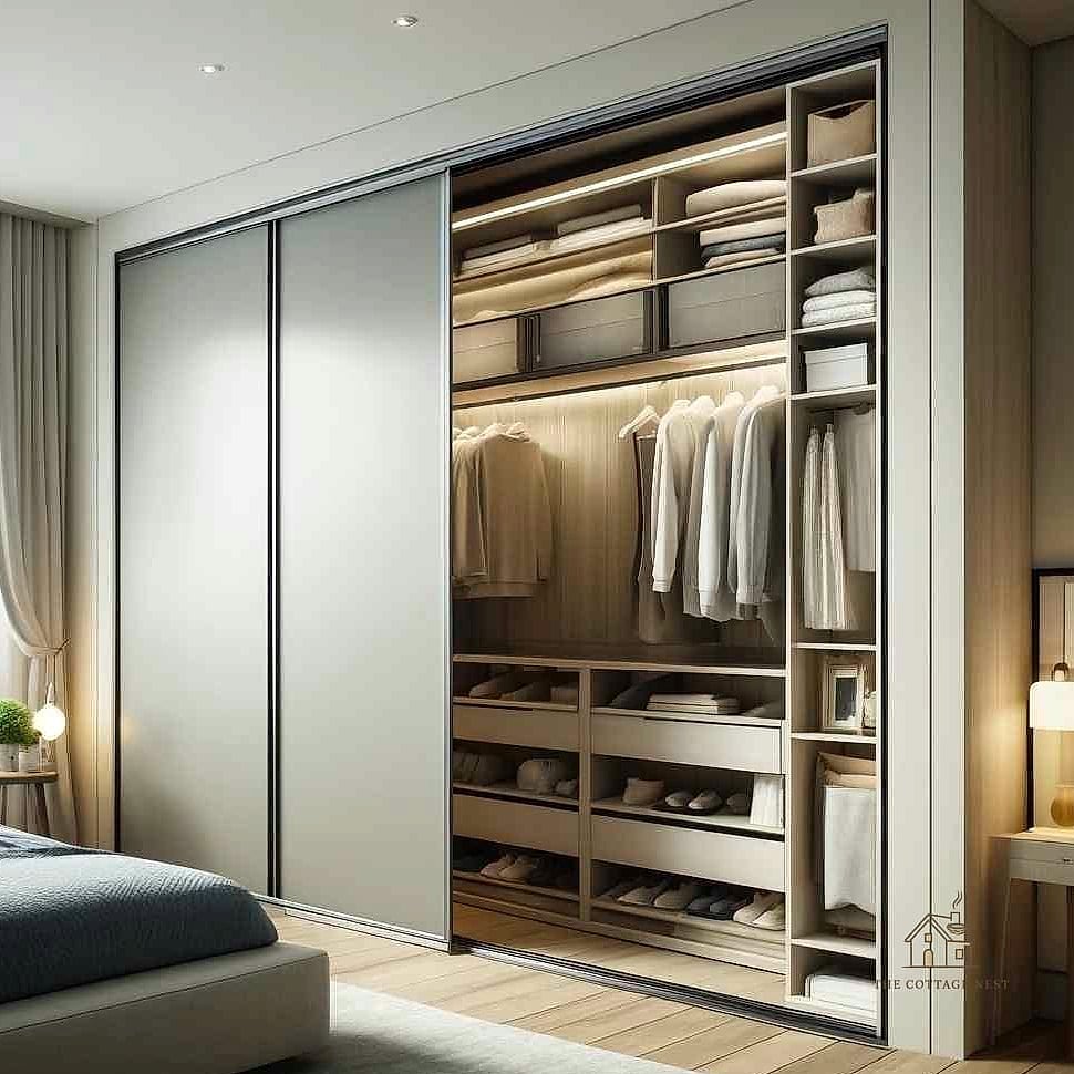 35 Chic Bedroom Storage Ideas for a Beautiful Home 36 A Wardrobe with Sliding Doors