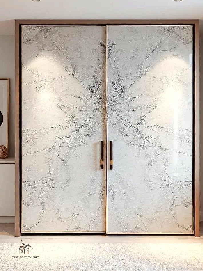 23 Clever Built In Wardrobe Around Bed for Every Style 23 Wardrobe with Textured Stone or Concrete Panels