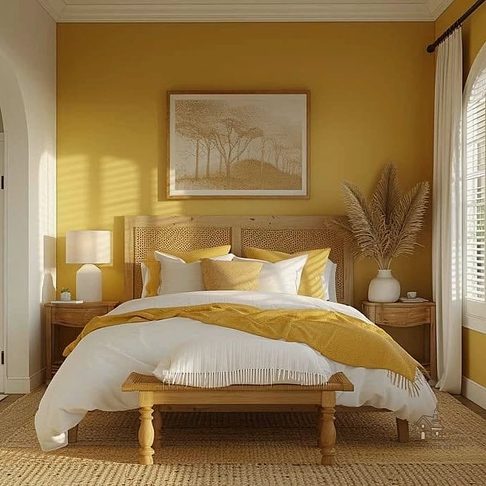 26 Beautiful Yellow Bedroom Ideas to Transform Your Space 8 Warm Ochre Accent Pieces