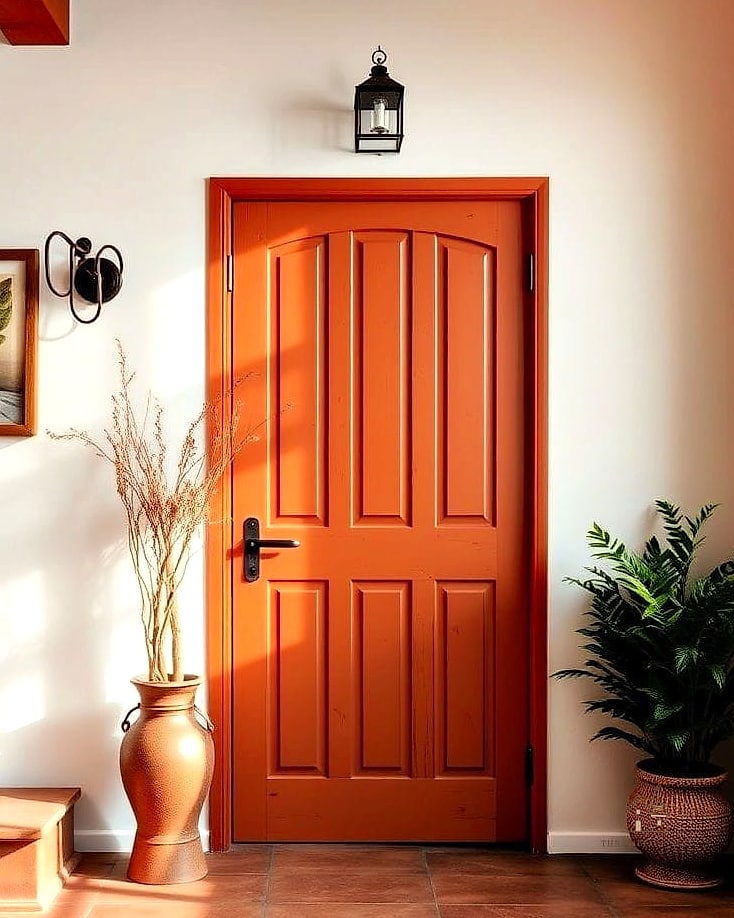 27 Cozy Door Painting Ideas Bedroom Worth Pinning 2 Warm Terracotta for Earthy Warmth