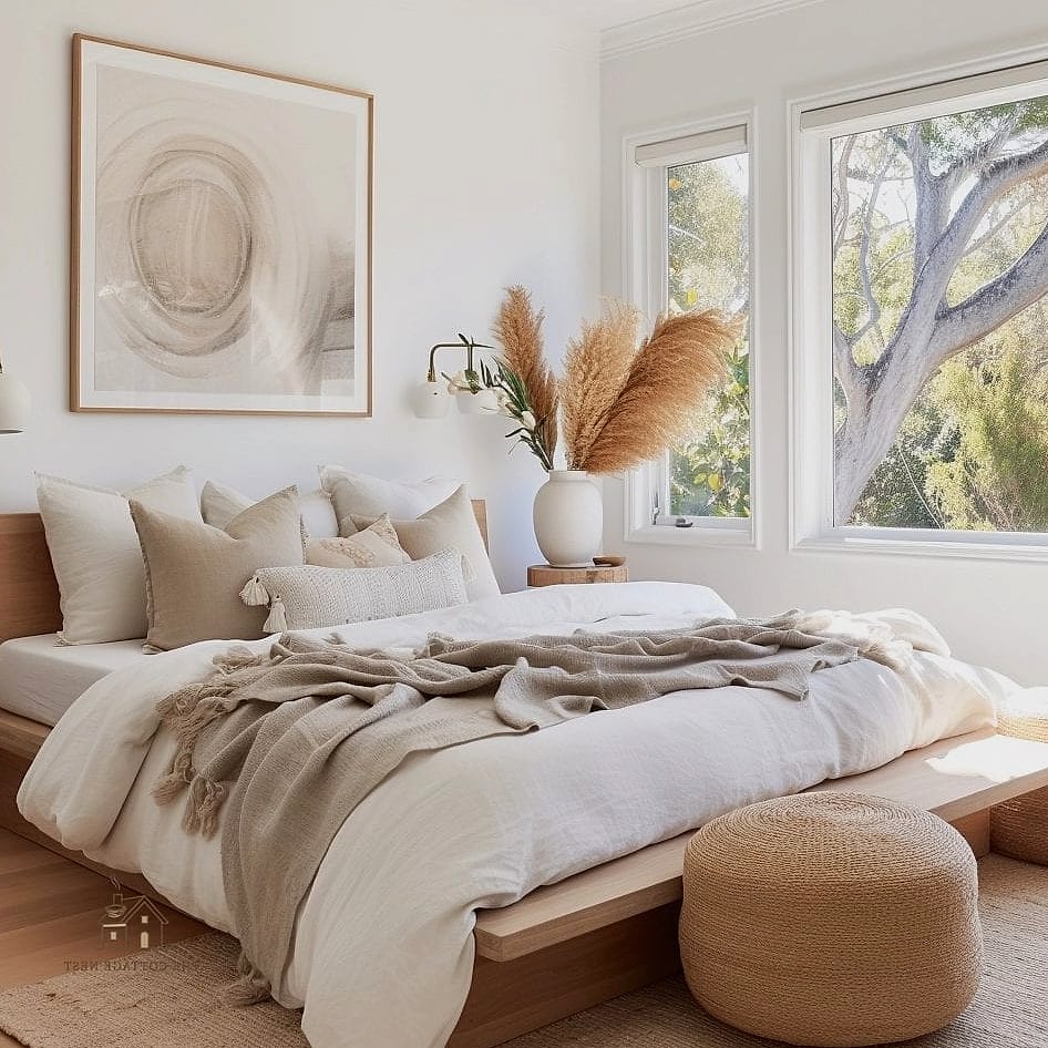 Warm White Walls with Wood Tones