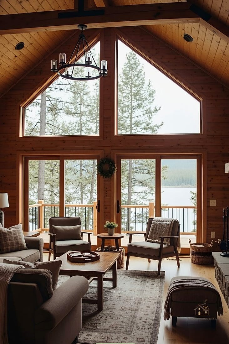 35 Chic Lake House Bedroom for a Beautiful Home 23 Warm Wood Ceiling Beams