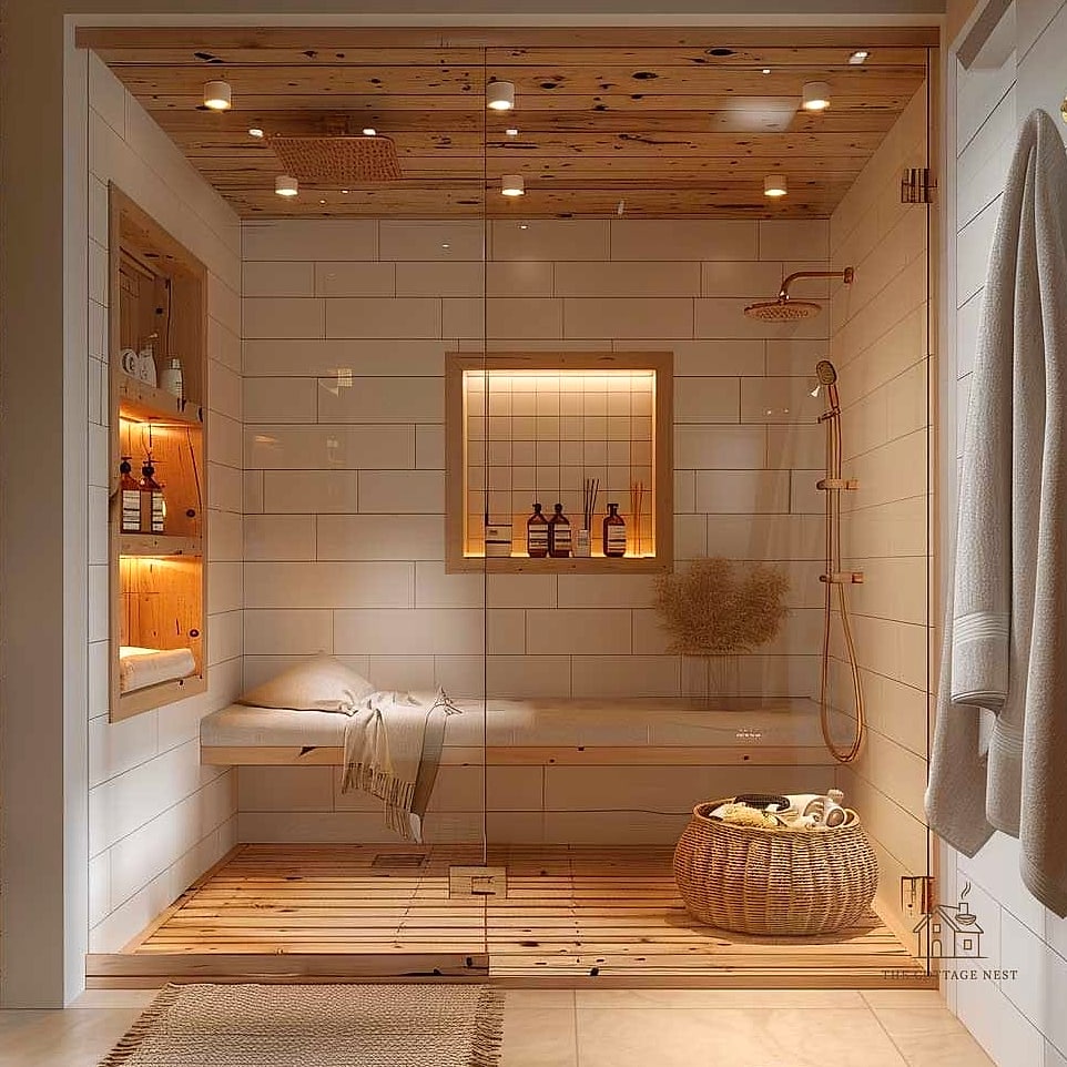 Warm Wood-Look Porcelain Tile Walls