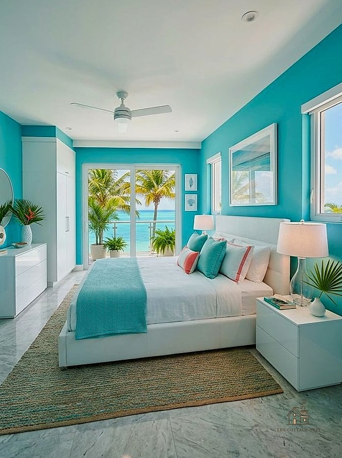 35 Gorgeous Blue Bedroom Ideas That Are Totally Doable 36 Watery Aqua Accent Details