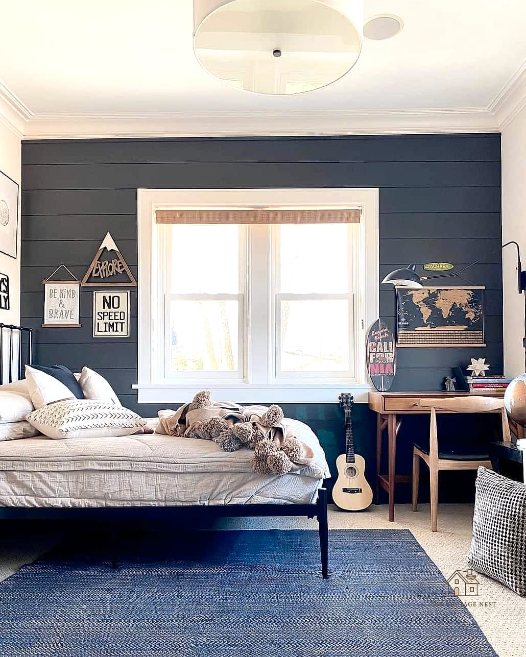 White Shiplap with Blue Accents