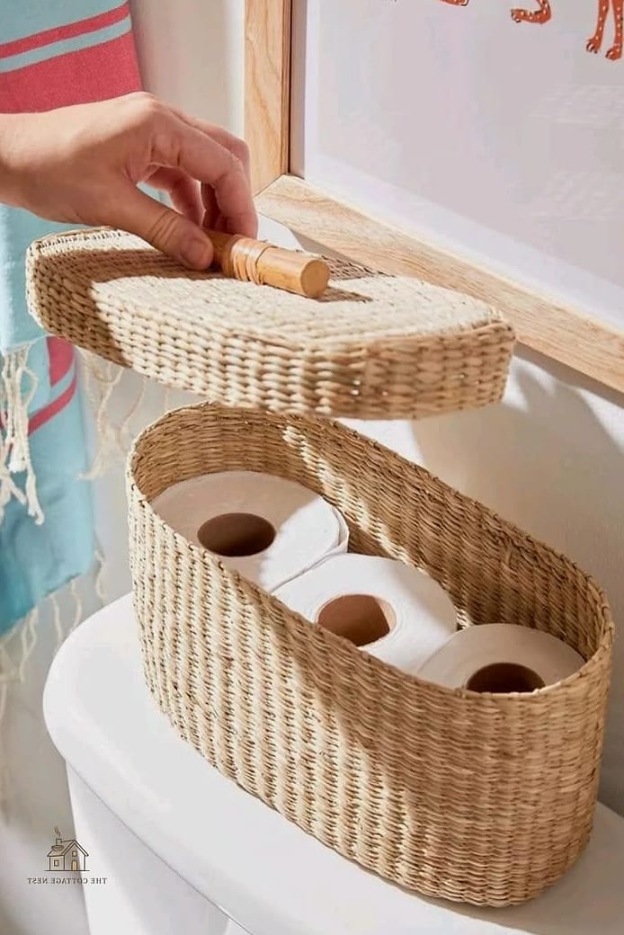 25 Creative Over The Toilet Storage Ideas That Will Inspire You 7 Wicker Basket Wall Storage