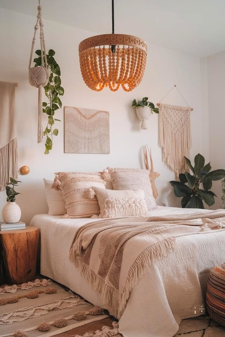 40 Dreamy Bedroom Lighting Ideas to Try This Season 31 Wood Bead Chandelier