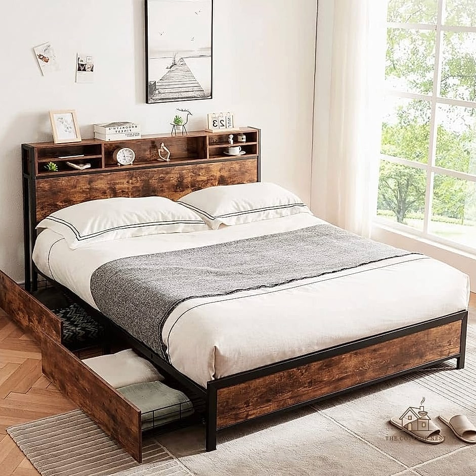 30 Amazing Shelf Over Bed Ideas on a Budget 3 Wood Slab Shelf with Visible Grain
