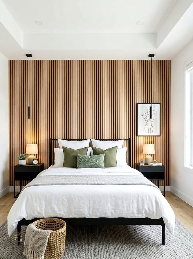 23 Creative Bedroom Wall Decor Above Bed That Will Inspire You 10 Wood Slat Accent Wall