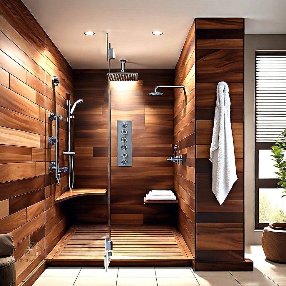 21 Clever Wood Tile Shower Ideas for Every Style 22 Wood Tile Steam Shower for a Spa Retreat