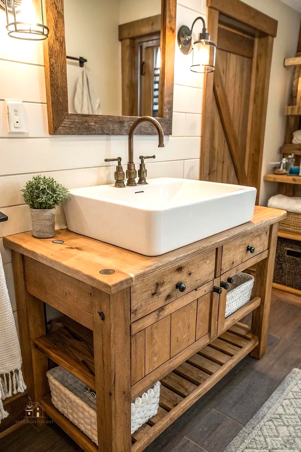 35 Stunning Farmhouse Walk In Shower Ideas You'll Absolutely Love 24 Wood Vanity Adjacent Styling