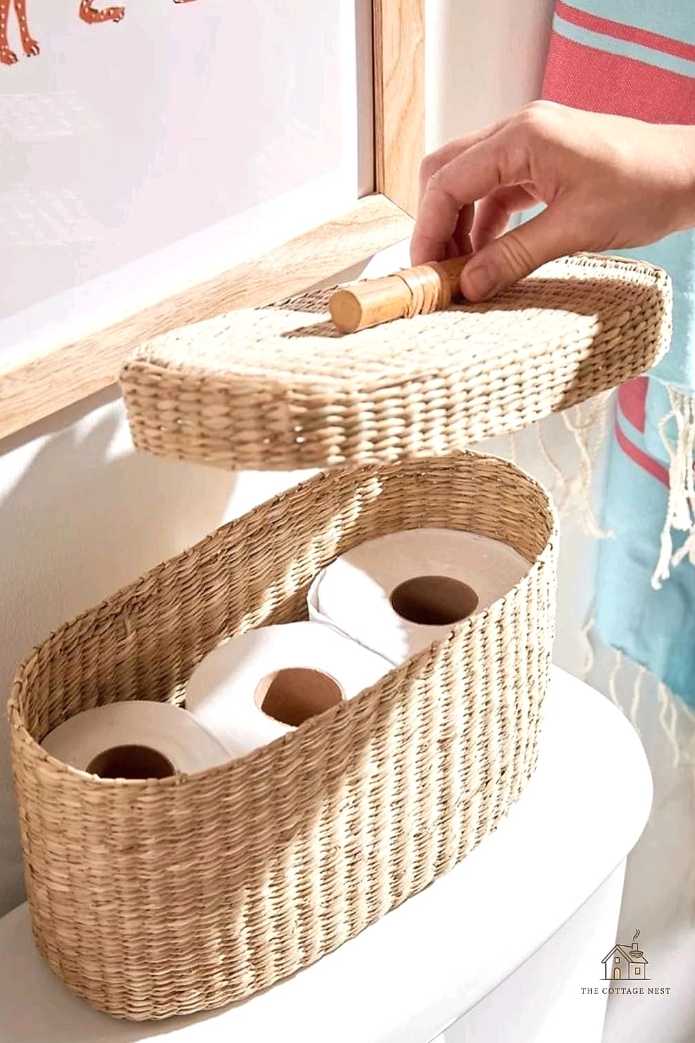 15 Stunning Toilet Tank Decor Ideas You'll Absolutely Love 6 Woven Basket for Extra Toilet Paper