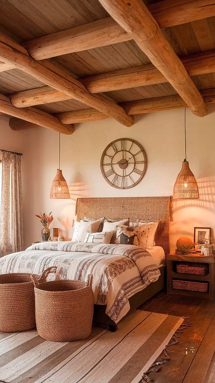 20 Dreamy Western Bedroom Ideas to Try This Season 17 Woven Basket Storage