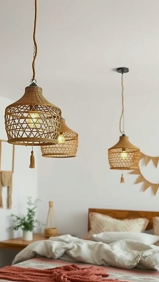 40 Dreamy Bedroom Lighting Ideas to Try This Season 20 Woven Basket Pendant Shades