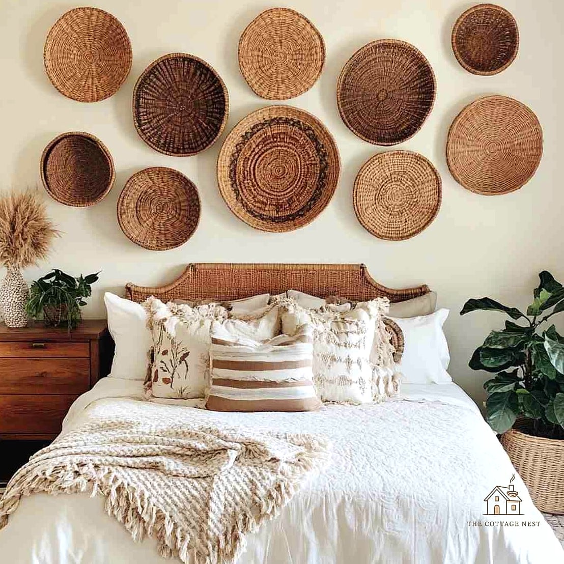 45 Creative Bedroom Wall Decor Ideas That Will Inspire You 31 Woven Basket Wall Display