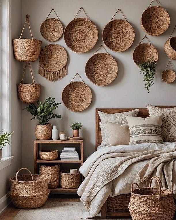 25 Creative Apartment Bedroom Decor Ideas On A Budget That Will Inspire You 14 Woven Baskets for Open Storage