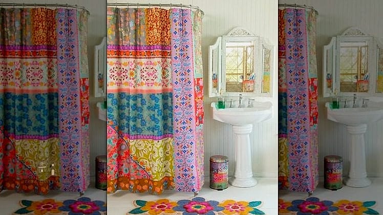 23 Stunning Boho Shower Curtain You'll Absolutely Love 8 Woven Cotton Stripe Curtain