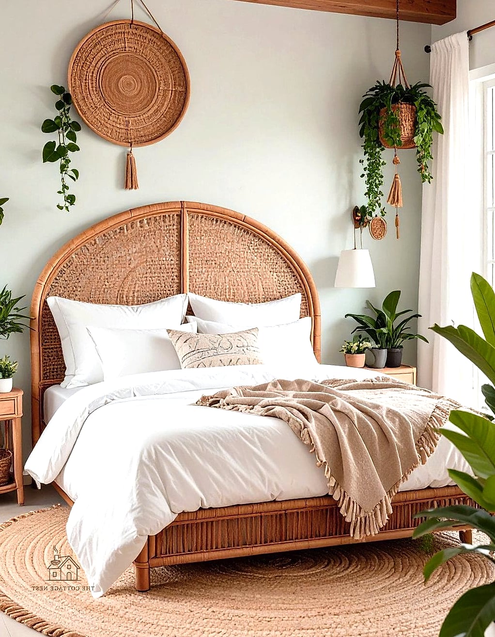 24 Dreamy Country Bedroom Ideas to Try This Season 8 Woven Rattan Headboard