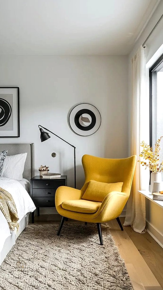 26 Beautiful Yellow Bedroom Ideas to Transform Your Space 13 Yellow Accent Chair in the Corner