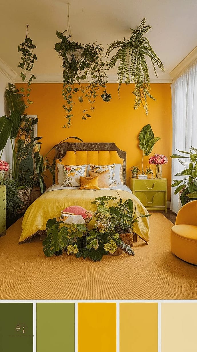 26 Beautiful Yellow Bedroom Ideas to Transform Your Space 19 Yellow Botanical Print Art