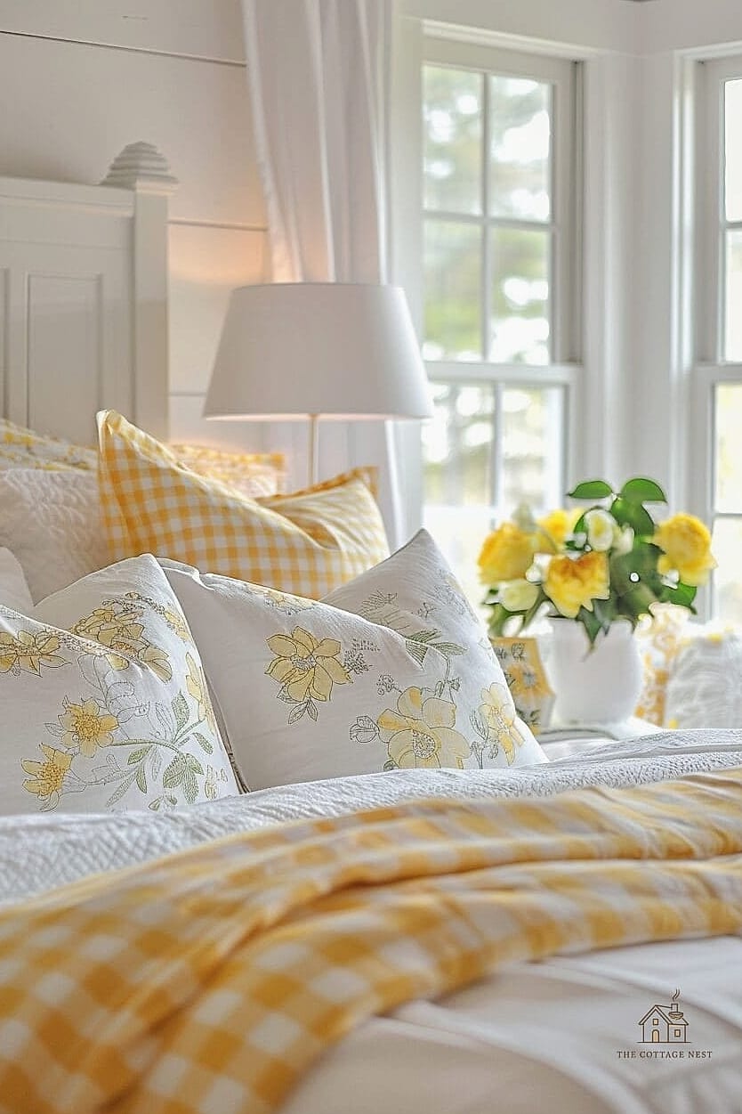 26 Beautiful Yellow Bedroom Ideas to Transform Your Space 15 Yellow Gingham Bedding