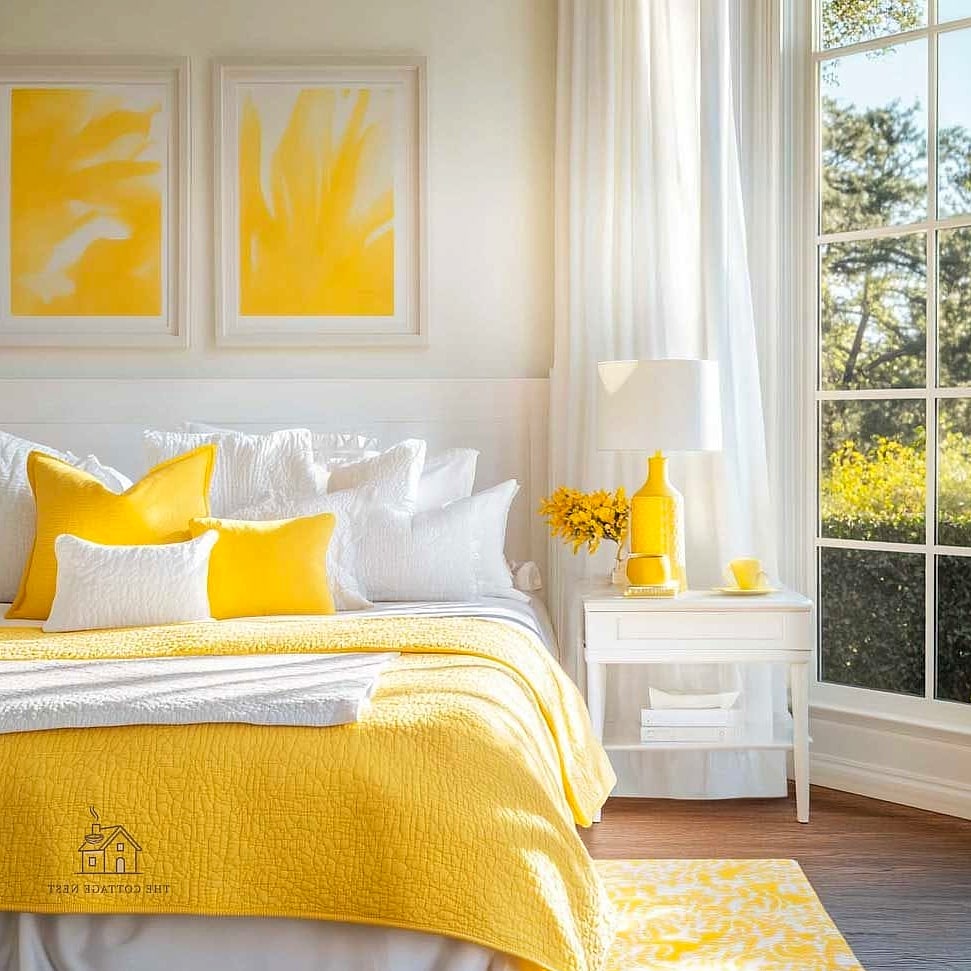 26 Beautiful Yellow Bedroom Ideas to Transform Your Space 17 Yellow and White Buffalo Check