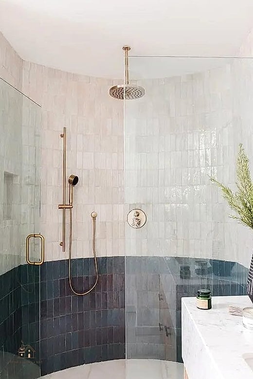 Zellige Tile Shower with Sunken Tub