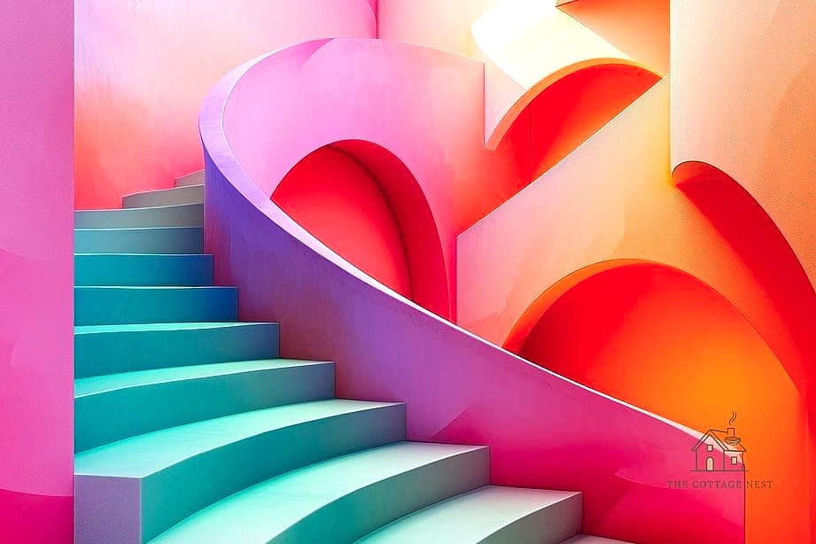 50 Clever Stairs Wall Decor Ideas for Every Style 13 Abstract Art Trio