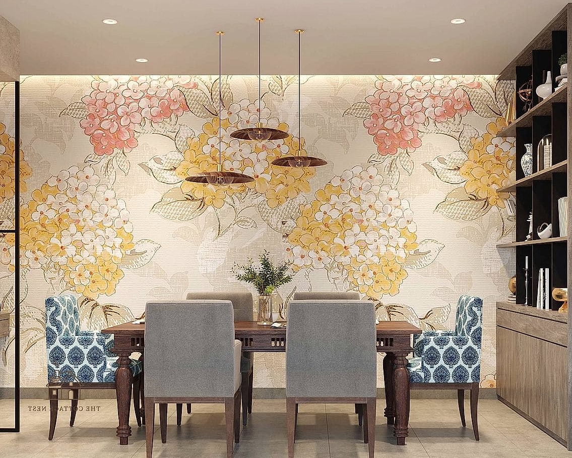 50 Beautiful Dining Room Wallpaper Ideas to Transform Your Space 22 Abstract Brushstroke Wallpaper