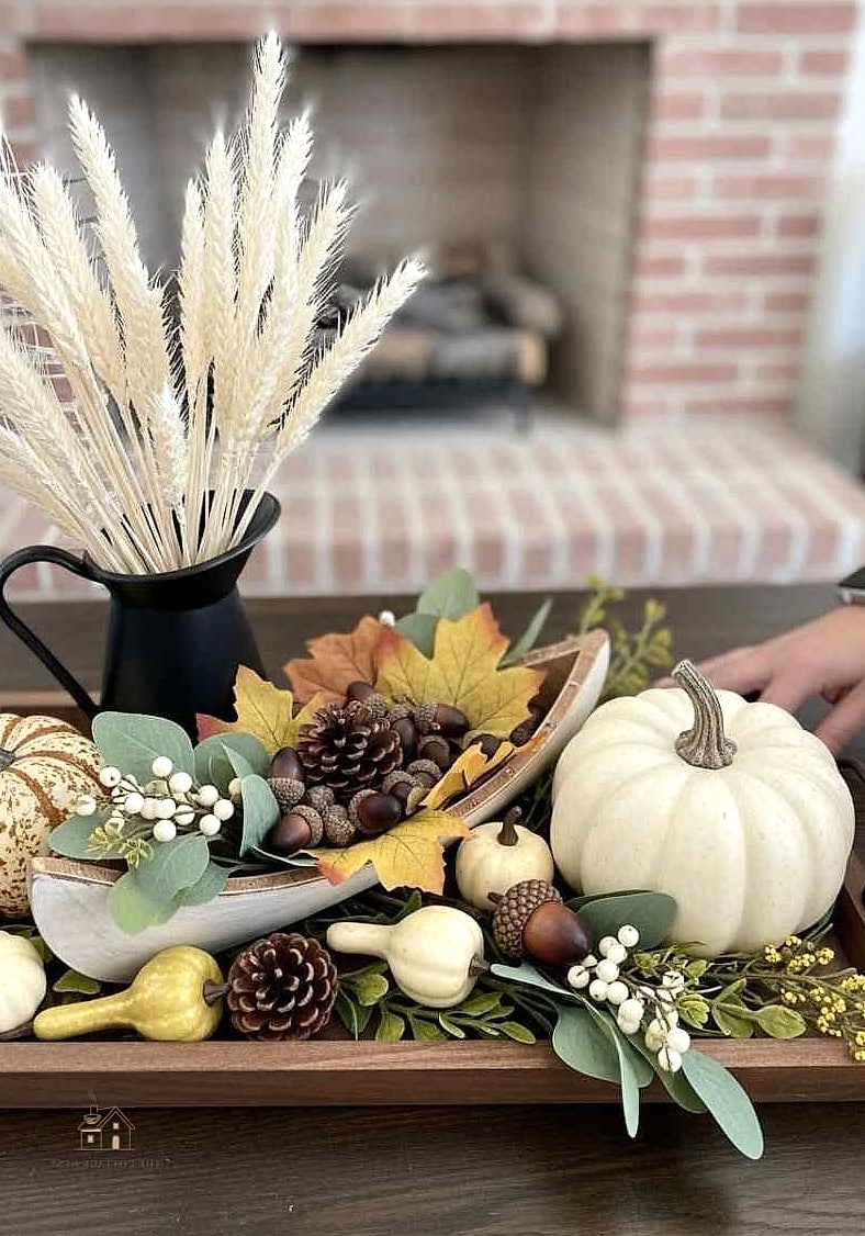 30 Dreamy Fall Tray Decorating Ideas to Try This Season 21 Acorn and Moss Terrarium Tray