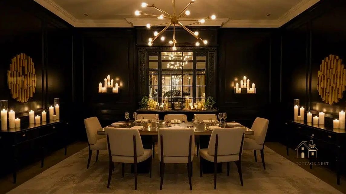 15 Stunning Black Dining Table Decor Ideas You'll Absolutely Love 11 Add Candlelight for Ambiance