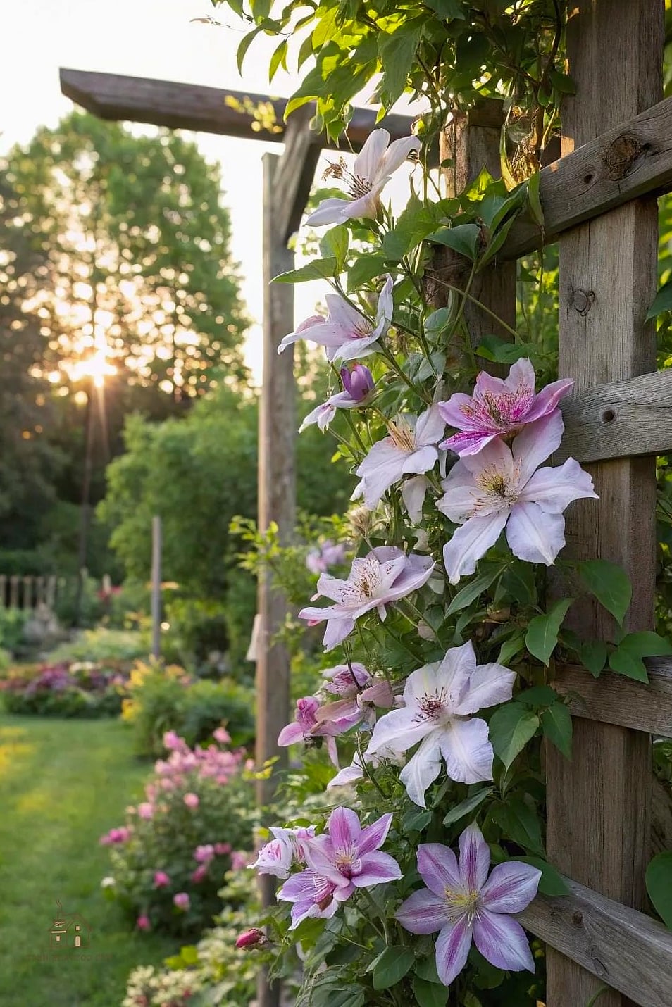 35 Brilliant Cottage Garden Ideas to Copy Right Now 24 Add Climbing Clematis Alongside Roses