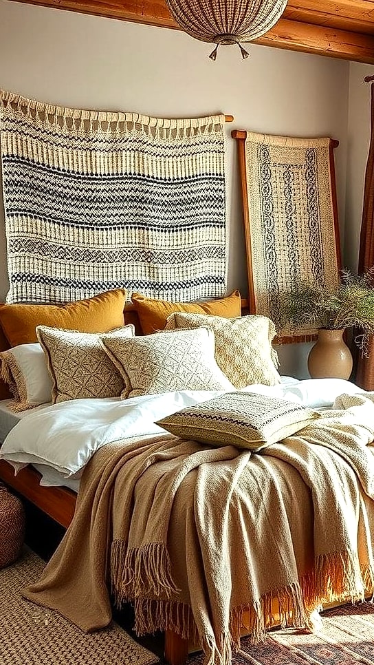 45 Dreamy Boho Bedroom Ideas That Feel Like a Retreat 12 Add Layered Textiles on the Bed
