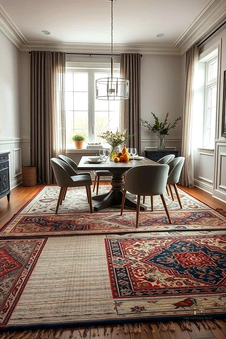 30 Amazing Dining Room Decor Ideas on a Budget 5 Add a Layered Rug