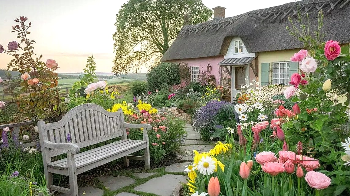 30 Dreamy English Garden Ideas to Try This Season 21 Add a Rustic Wooden Trellis for Sweet Peas or Beans