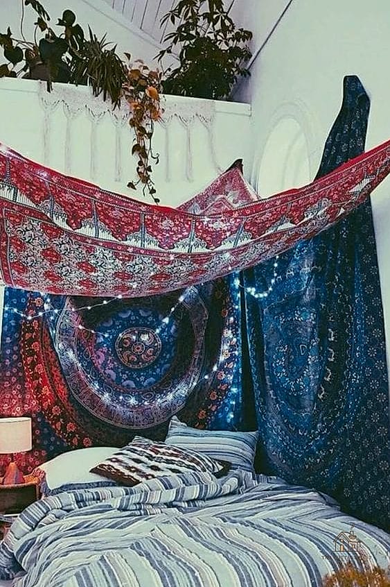 45 Dreamy Boho Bedroom Ideas That Feel Like a Retreat 15 Add a Tapestry as a Bed Backdrop