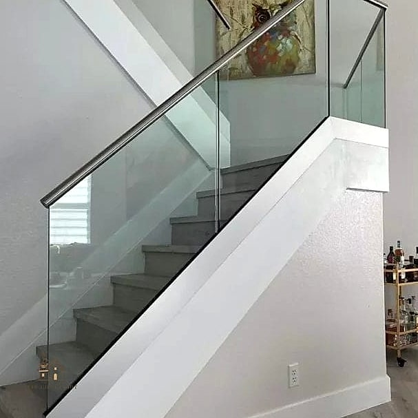45 Stunning Stair Railing Ideas You'll Absolutely Love 23 All-Glass Frameless Panels with LED Accent Lighting