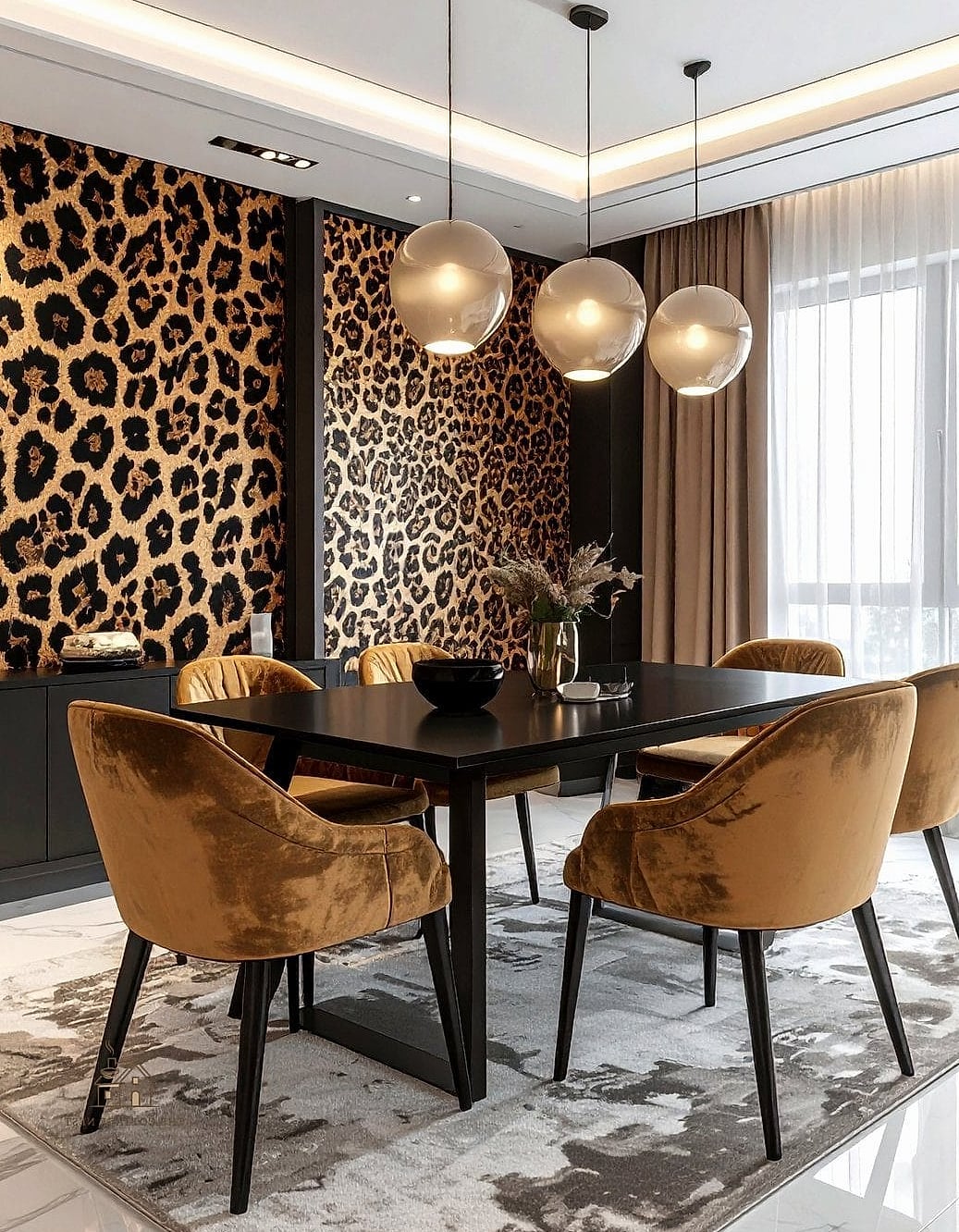 50 Beautiful Dining Room Wallpaper Ideas to Transform Your Space 29 Animal Print Wallpaper (Subtle Version)