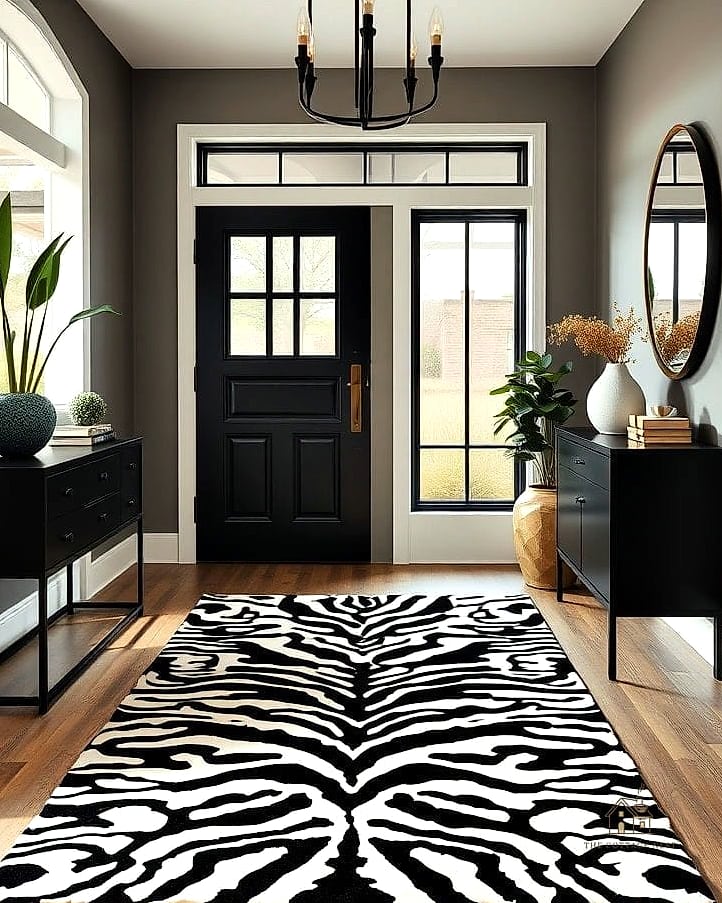 30 Clever Entryway Rug Ideas for Every Style 25 Animal Print Rug for a Statement Entry