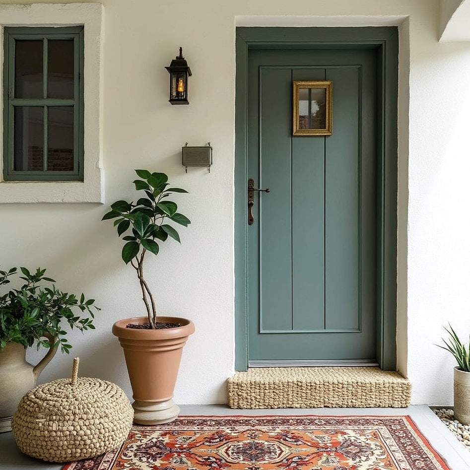 Antique Rug Layered Over Tile