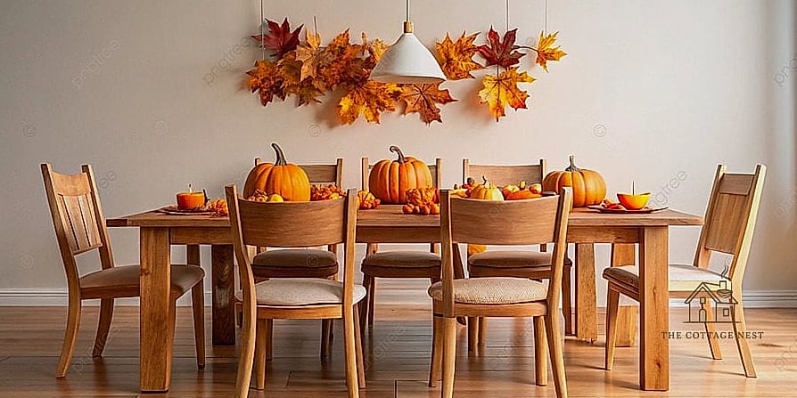 40 Beautiful Dining Room Table Decor Ideas to Transform Your Space 32 Autumn Leaves Scattered Down the Table