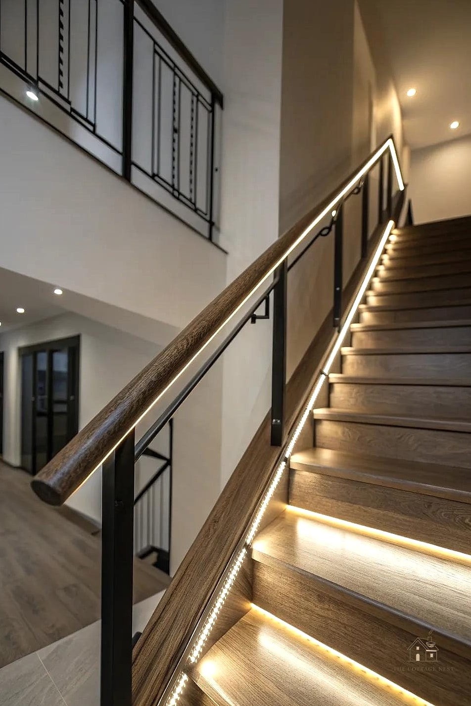 50 Clever Staircase Lighting Ideas for Every Style 23 Backlit Handrail Panels