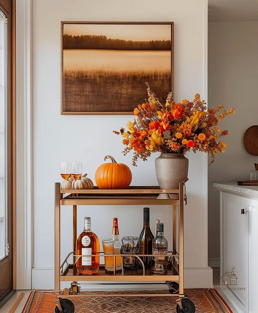30 Dreamy Fall Tray Decorating Ideas to Try This Season 17 Bar Cart Cocktail Tray