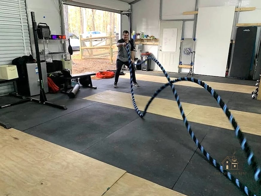 50 Beautiful Garage Gym Ideas to Transform Your Space 11 Battle Rope Anchor Point