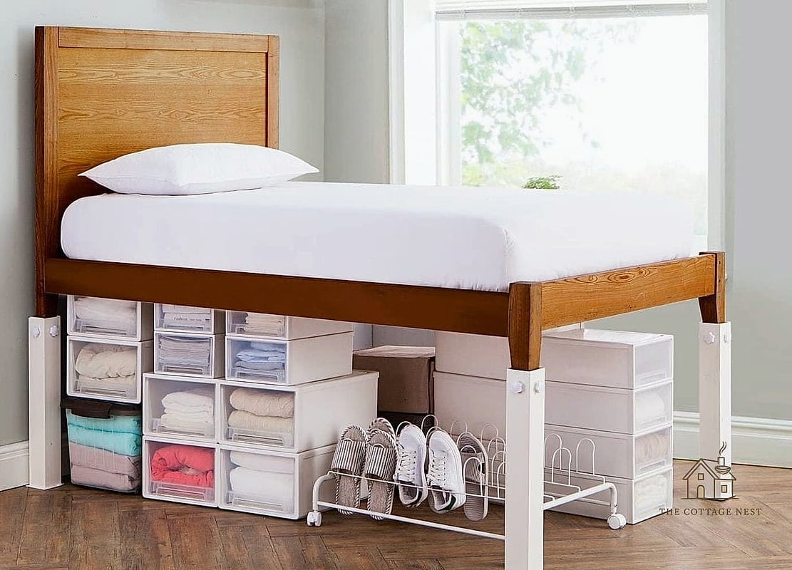 50 Amazing College Dorm Room Ideas For Guys on a Budget 9 Bed Riser Storage Blocks