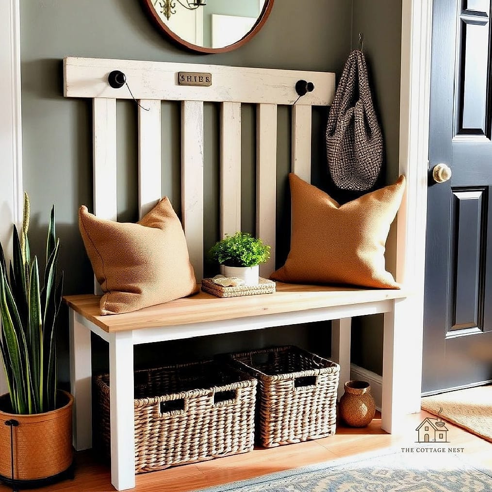 30 Amazing Entryway Bench Ideas on a Budget 16 Bench with Baskets Underneath